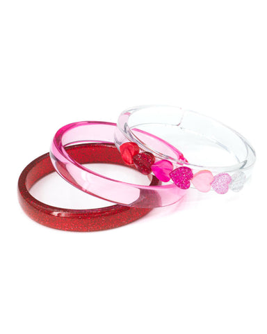 Mini Hearts Red Shades Mixed Bangles