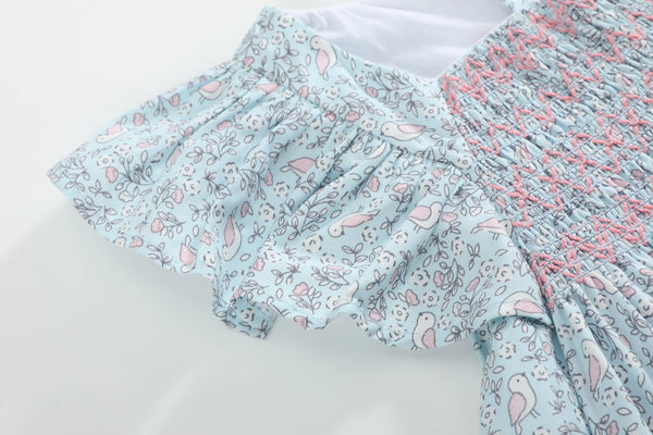 Floral Dove Smocked Dress