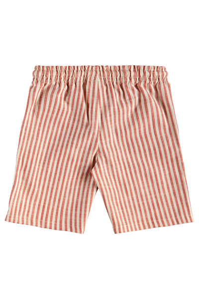 Red Yarn Dyed Woven Polo Set: 12Y