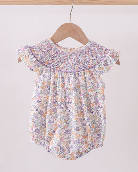 Delicate Blooms Smocked Bubble Romper