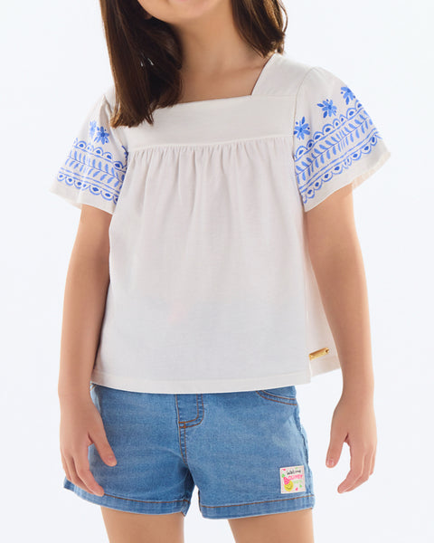 Thira White/Blue Top