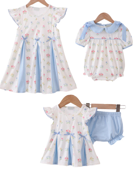 Charming Blue Floral Bloomer Set