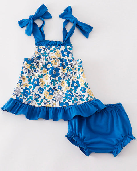 Blue Blooming Top & Bloomer Set: 2T