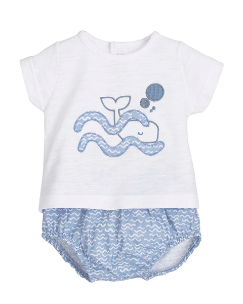 Blue Waves Whale Bloomer Set