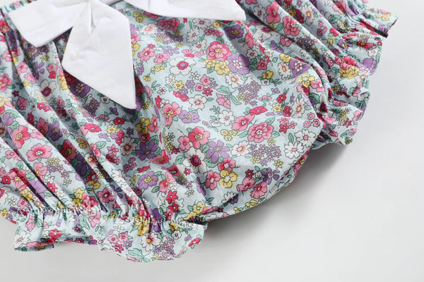 Flower Embroidered Top & Bloomer Set