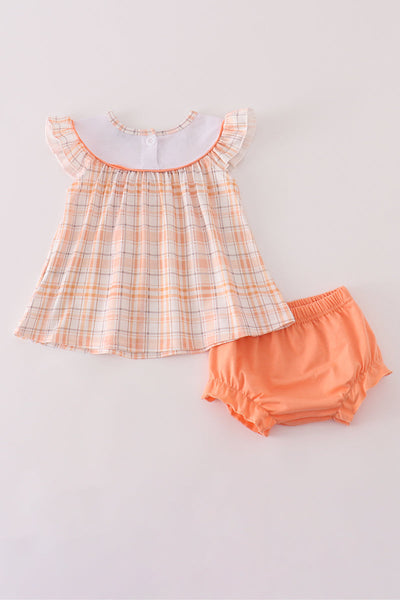Pumpkin Plaid Bloomer Set: 2T