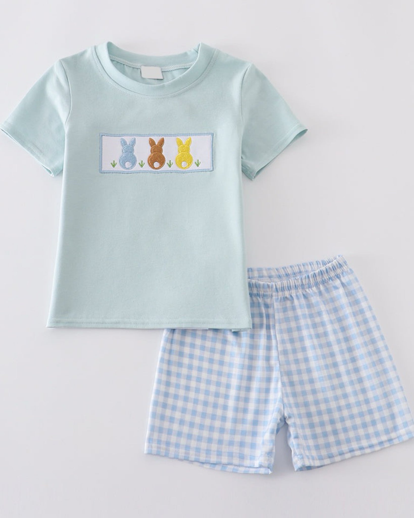 Blue Gingham Bunny Set