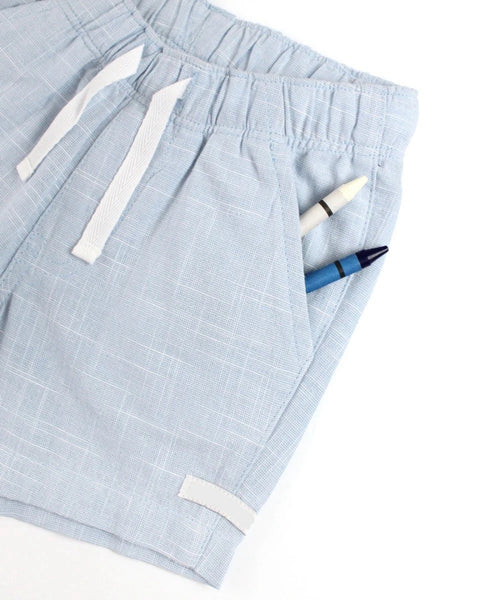 Light Blue Woven Pull-On Shorts