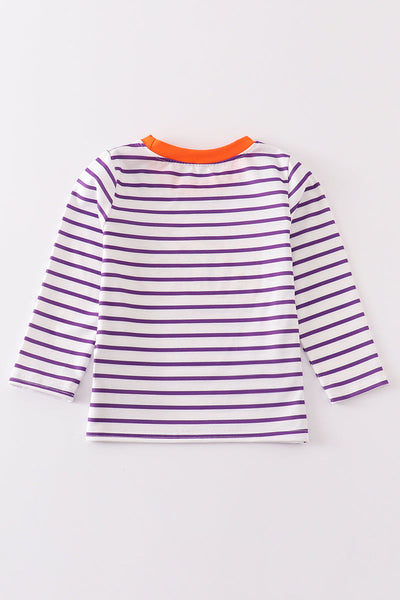 BOO Applique Purple Stripe Top