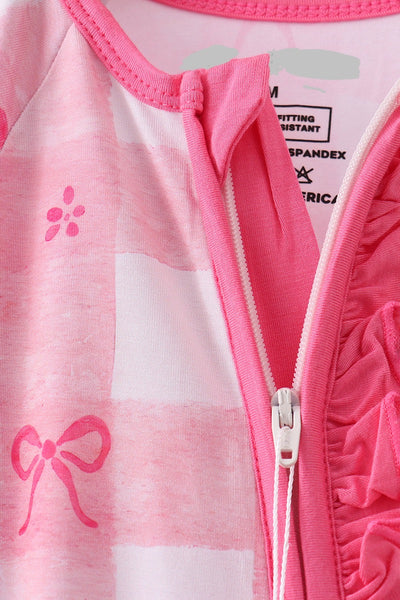 Heart Checkered Zipper Pajama: 9m