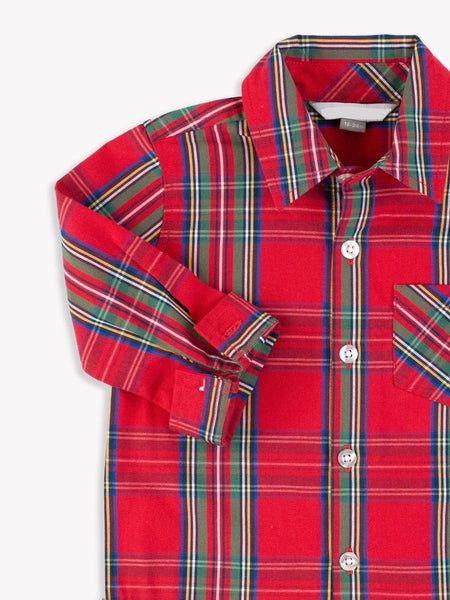 Holiday Plaid Long Sleeve Button-Down Shirt