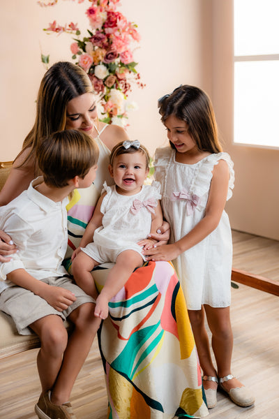 White Eyelet Bow Top & Bloomer Set