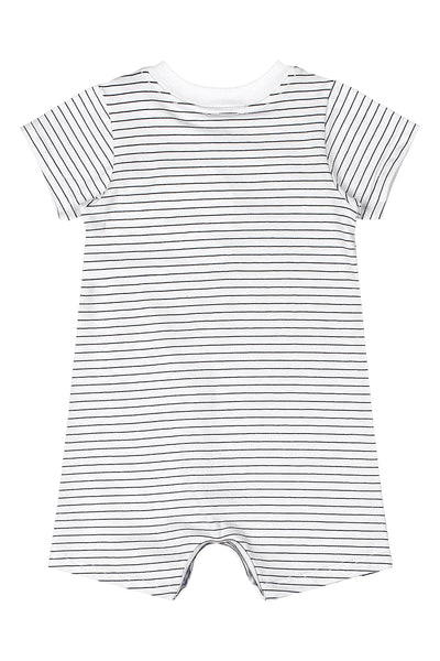 Navy Striped Dino Romper