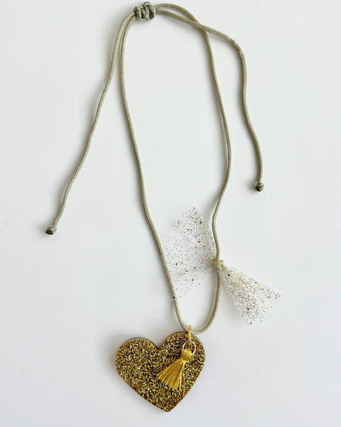 Glitter Heart Necklace (Variety of Colors)