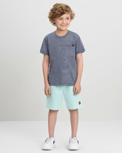 Navy Yarn Dyed T-Shirt