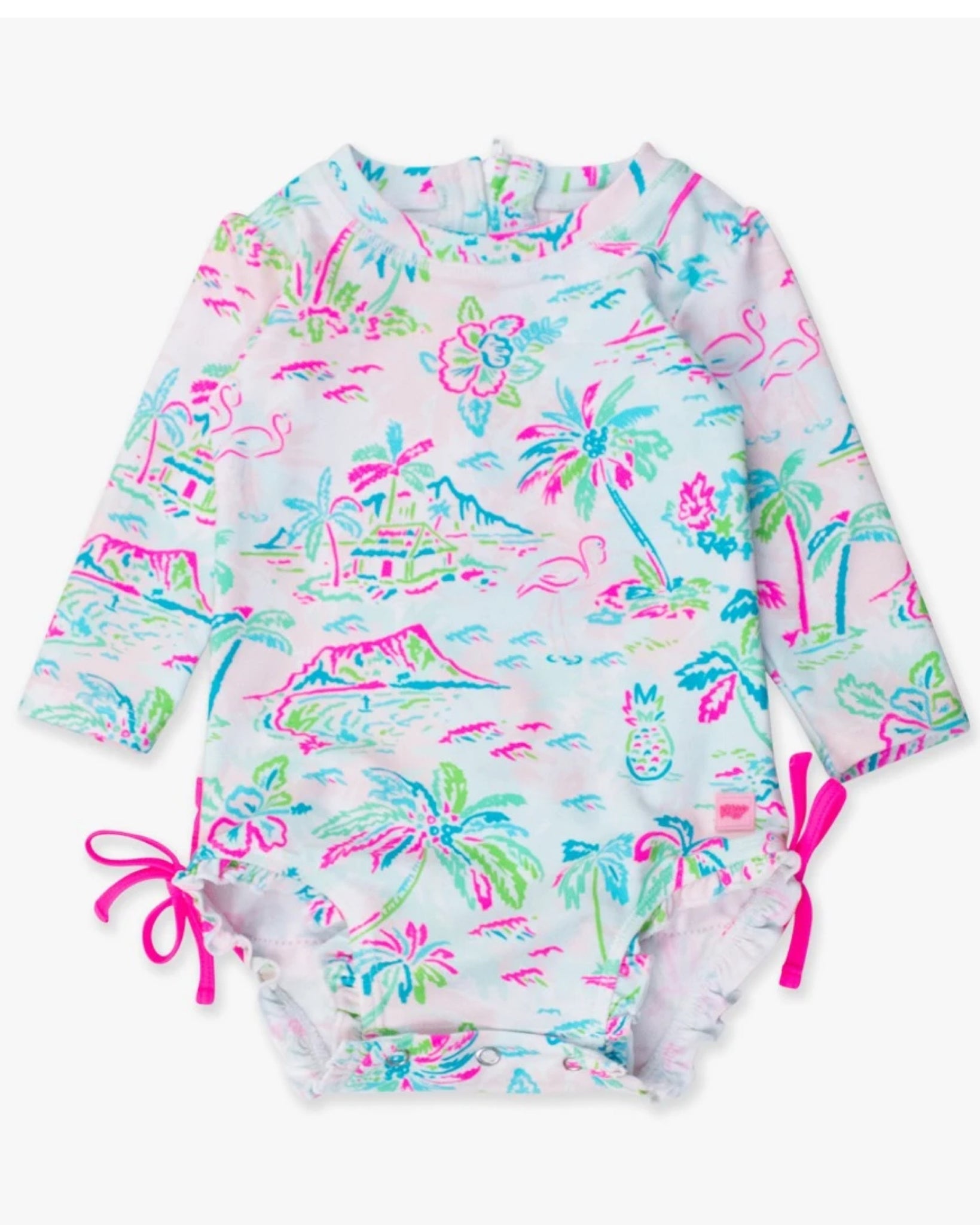 Tropical Resort Long Sleeve One Piece Swimsuit