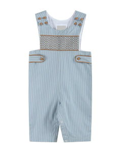 Light Blue Pinstripe Smocked Overall