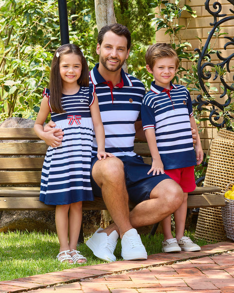 Navy Striped Polo