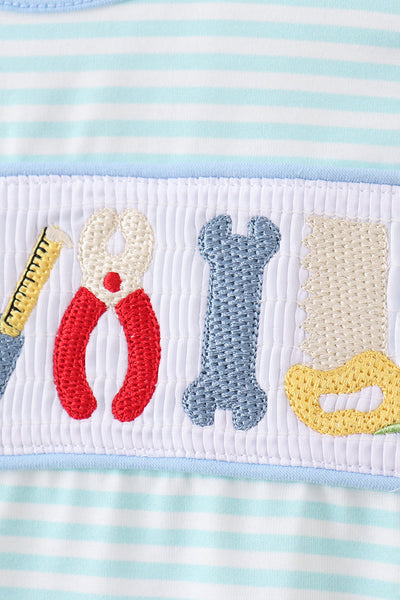 Tool Embroidery Stripe Bubble Romper