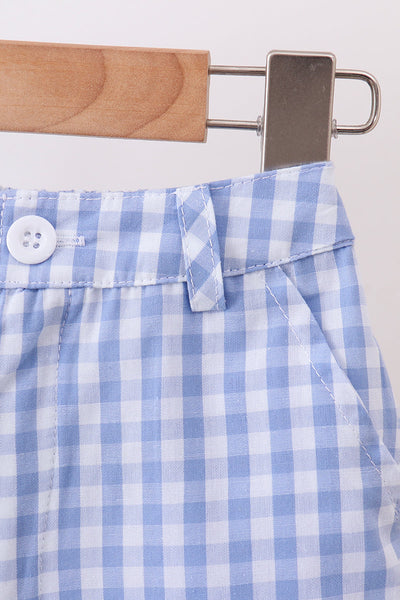 Gingham Pumpkin Embroidery Polo Set
