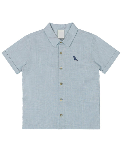 Blue Woven Button Down Shirt