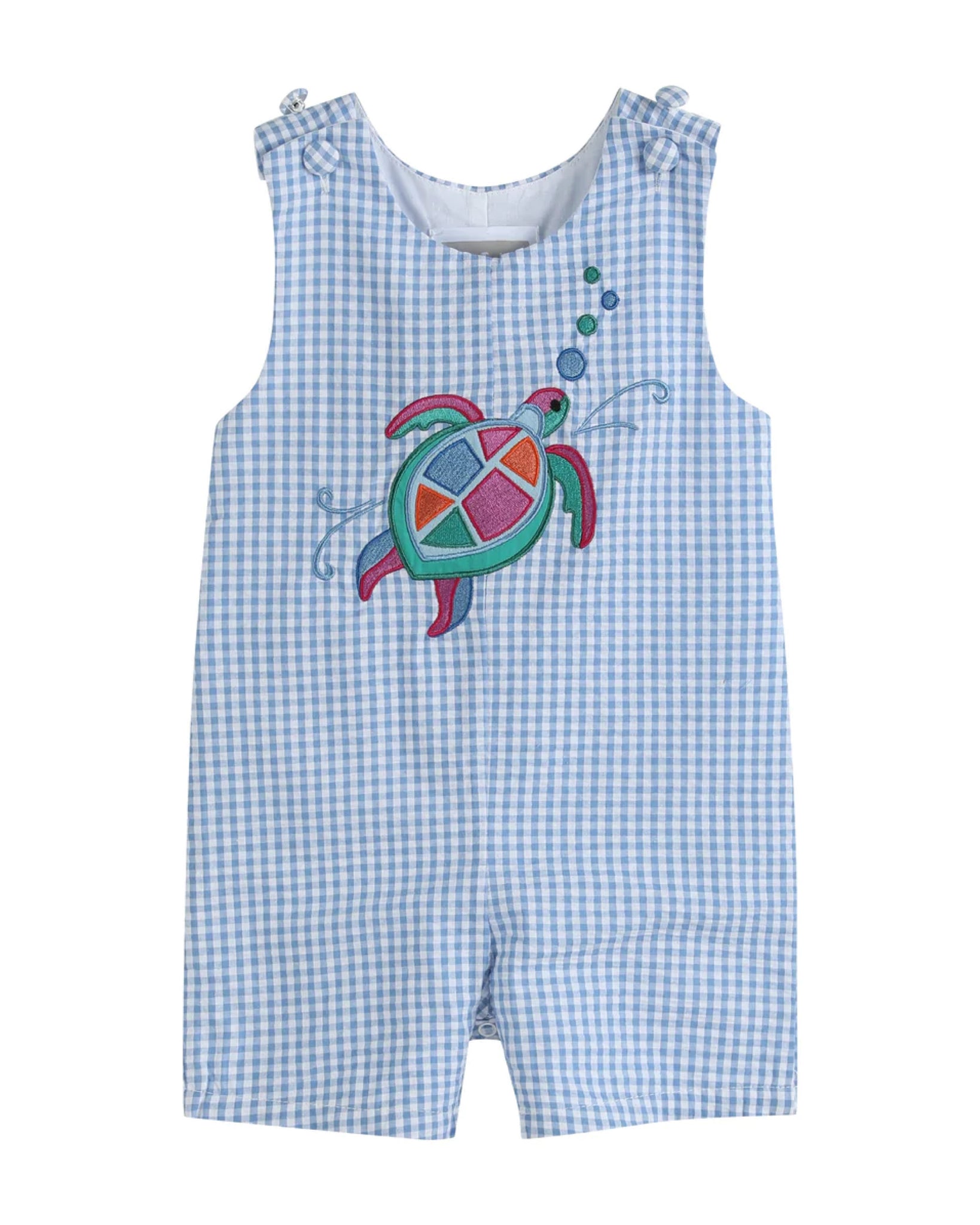 Blue Gingham Turtle Overall