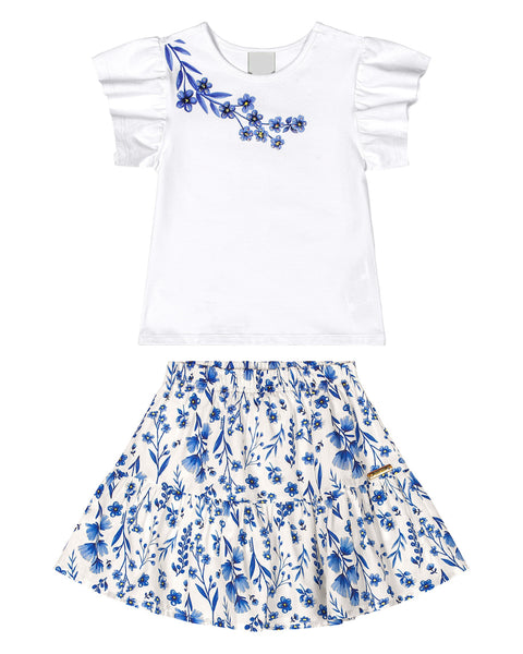 Santorini Floral Skirt Set: 4T (two left)