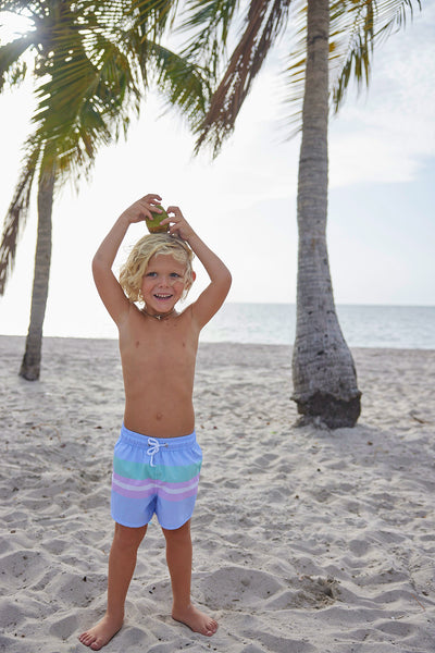 Pastel Color Block Swim Trunk: 6Y