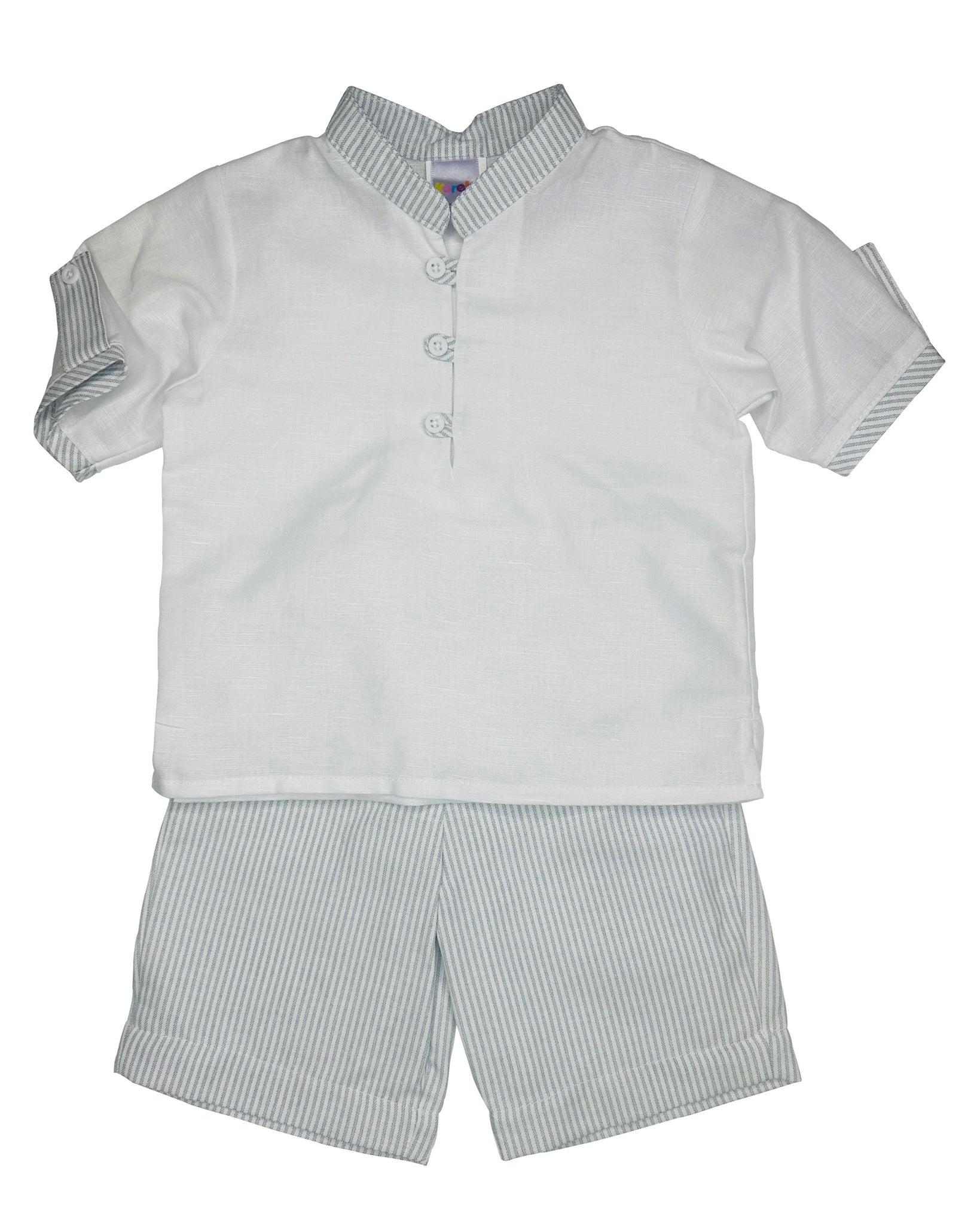 Gray Stripes Linen Set