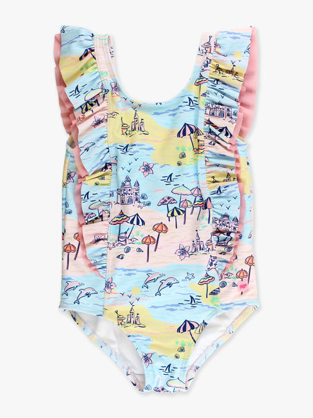 Beach Day Waterfall One Piece Swimsuit