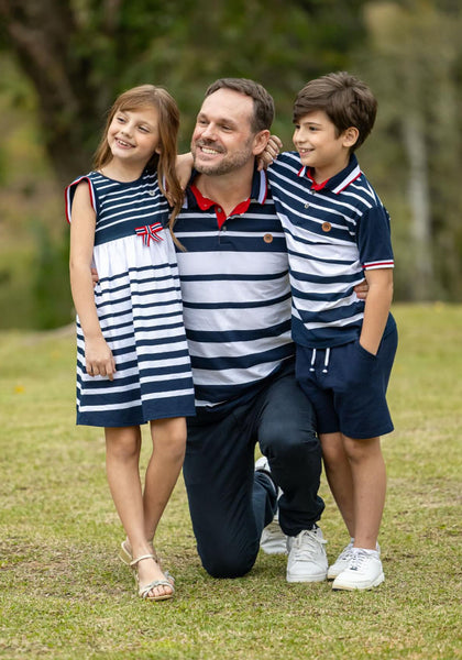 Navy Striped Polo