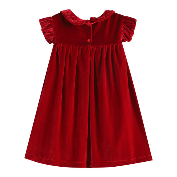 Red Velour Ruffle Dress