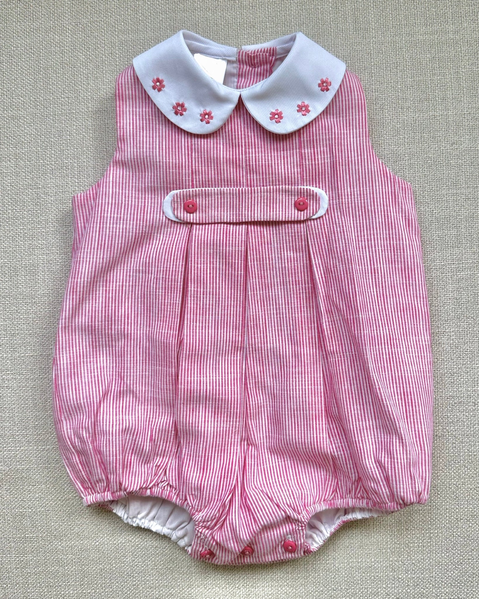 Pink Stripes Peter Pan Collar Bubble Romper