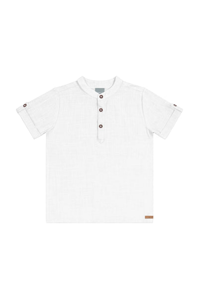 White Woven Shirt & Bermuda Set