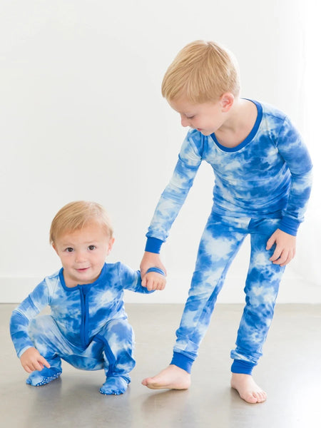 Blue Tie Dye Bamboo Viscose Pajama Set