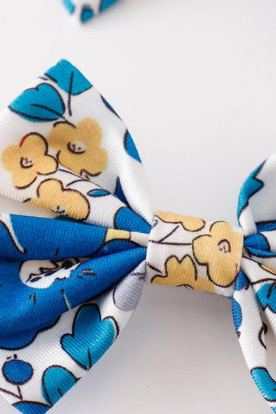 Blue Blooming Piggie Hair Bows