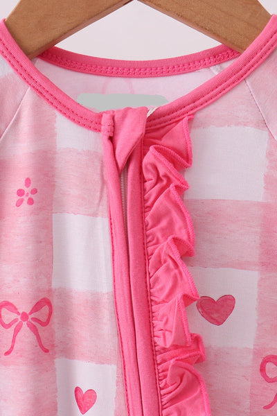 Heart Checkered Zipper Pajama: 9m