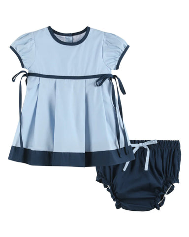 Light & Dark Blue Ribbon Dress and Bloomers