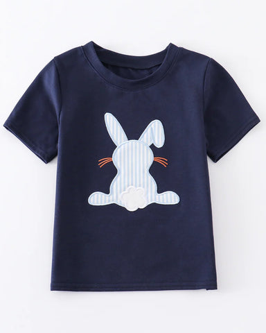 Navy Rabbit Applique Top