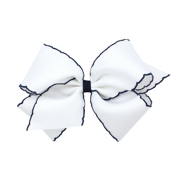 Hair Bow with Contrasting Moonstitch Edges and Wrap (Mini, Small, Medium & King)