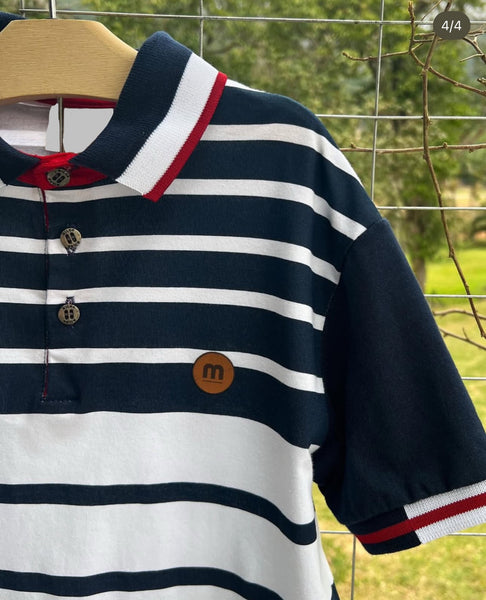 Navy Striped Polo