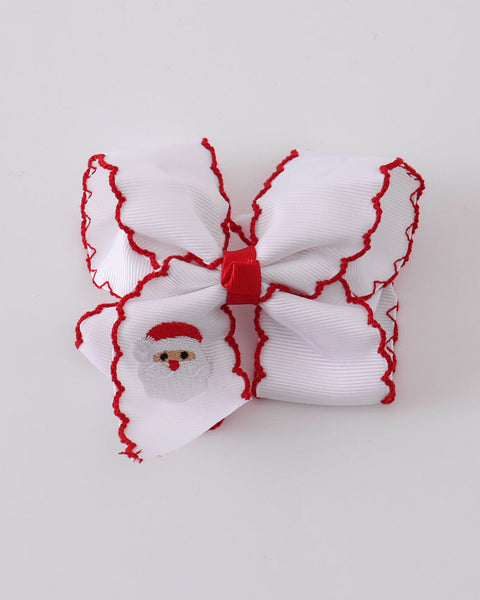 Santa Claus Embroidery Hair Bow