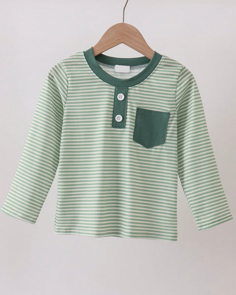 Green Stripe Pocket Top