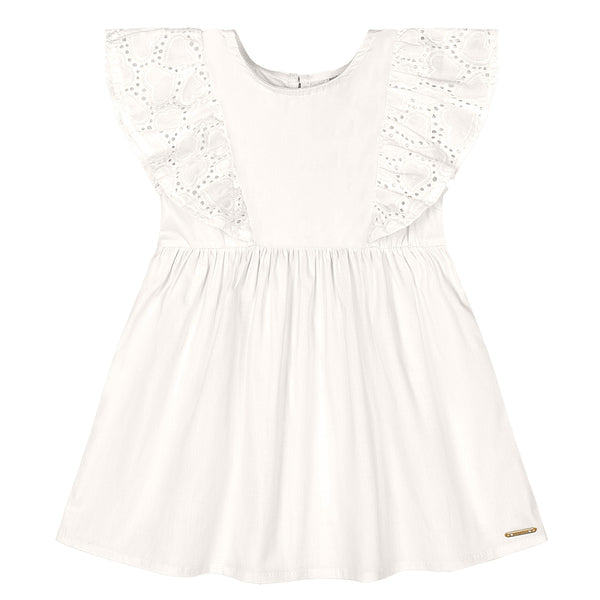 Off White Dress with Eyelet Details