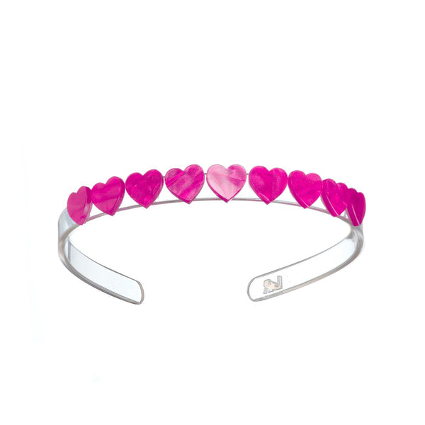 Mini Glitter Hearts Acrylic Headband (Variety of Colors)