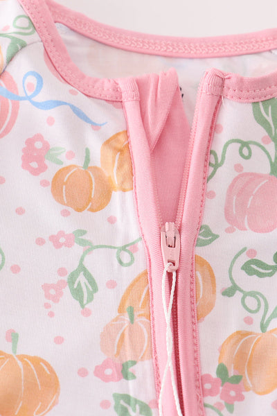 Pumpkin Zipper Bamboo Pajama: 9m