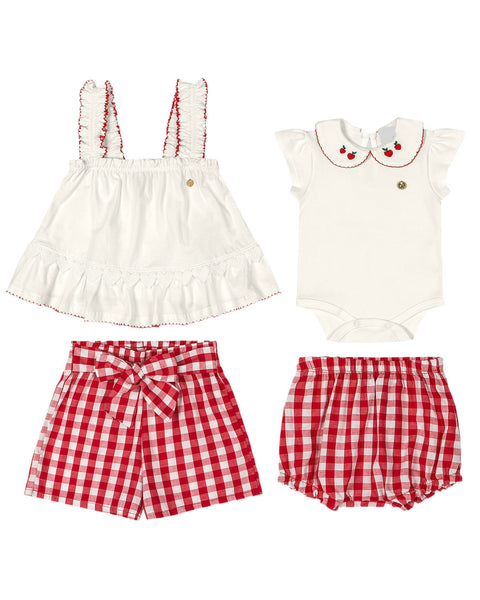 Red Vichy Shorts Set