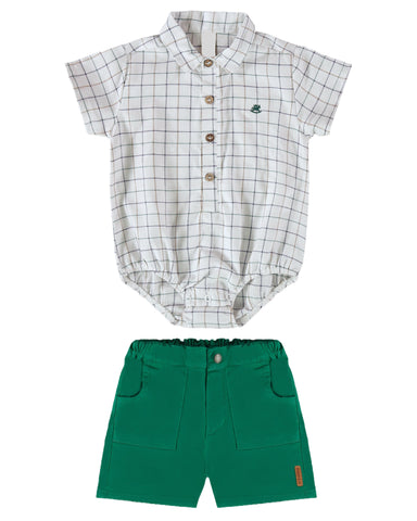 Hunter Green Woven Baby Set