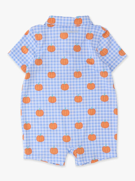 Pumpkin Gingham Polo Romper (PRE-ORDER)