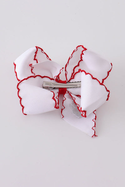 Santa Claus Embroidery Hair Bow